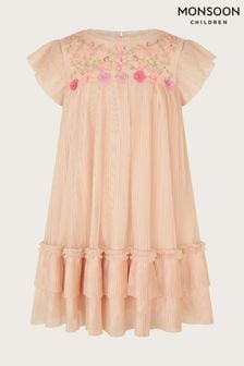 Monsoon Pink Embroidered Mesh Dress (N21064) | OMR22 - OMR24