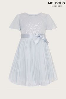 Monsoon Blue Baby Angel Pleat Sequin Dress (N21070) | €44 - €46