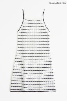 Abercrombie & Fitch Black and White Crochet Stripe Dress (N21094) | 255 SAR