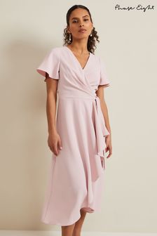 Phase Eight Pink Petite Julissa Frill Wrap Dress (N21100) | AED715