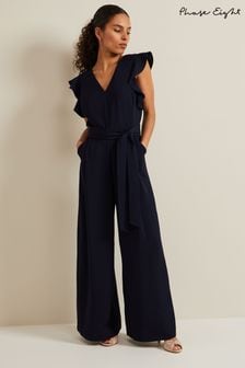 Phase Eight Blue Petite Kallie Frill Jumpsuit (N21105) | AED771