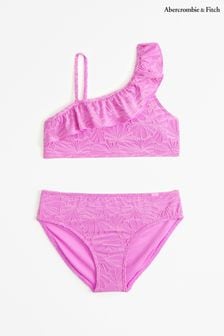 وردي - Abercrombie & Fitch Floral Print Frill Sleeve Bikini (N21122) | 216 د.إ