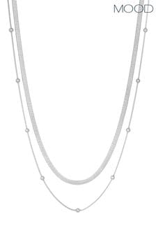 Mood Silver Tone Polished Simple Layered Necklaces Pack of 2 (N21162) | kr260