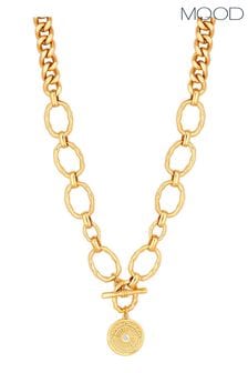 Mood Gold Polished Chunky Chain Medallion Necklace (N21175) | Kč990