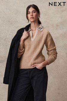 Women s Jumpers Brown V Neck Knitwear Next Luxembourg