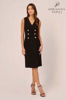 Adrianna Papell Knit Crepe Short Black Dress (N21480) | EGP5,282