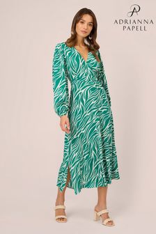 فستان متوسط الطول أخضر بطبعة من Adrianna Papell (N21482) | ‪‏1,014‬ ر.س‏