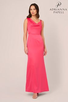 Adrianna Papell Pink Asymmetric Satin Crepe Gown (N21483) | €285