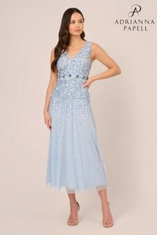 Adrianna Papell Blue Beaded Ankle Dress (N21501) | 1,785 LEI