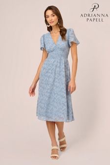 Adrianna Papell Blue Burnout Midi Dress (N21505) | kr1,675