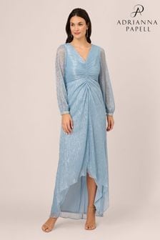 Adrianna Papell Blue Crinkle Metallic Gown (N21514) | Kč9,875