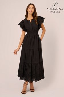 Adrianna Papell Cotton Eyelet Black Dress (N21529) | $316
