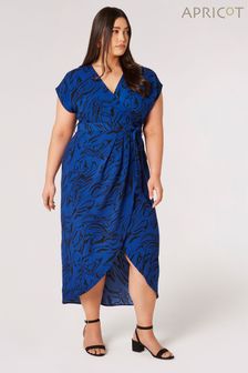Apricot Blue Swirling Waves Wrap Midi Dress (N21537) | €45