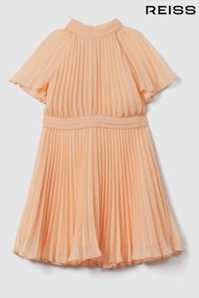Reiss Apricot Verity Teen Pleated Cape Sleeve Dress (N21544) | €123