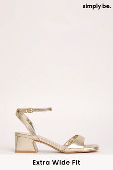 Simply Be Gold Regular/Wide Fit Barely There on Low Block Heels (N21596) | 185 SAR
