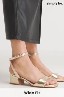 Simply Be Gold Standard/Wide Fit Barely There on Low Block Heels (N21596) | $50