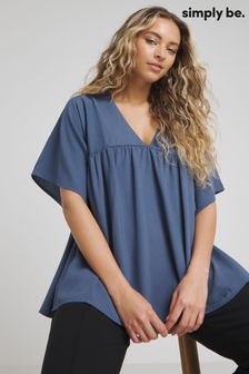 Simply Be Blue Petrol V-Neck Smock Top (N21609) | AED144