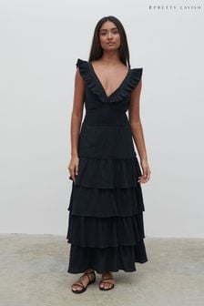 Pretty Lavish Black Opal Ruffle Midaxi Dress (N21636) | €86
