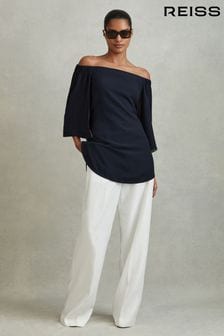 Reiss Navy Alexis Off-The-Shoulder Tunic (N21643) | ₪ 1,079