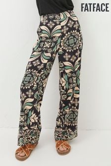 FatFace Black Isla Mosaic Leaf Wide Leg Trousers (N21665) | $107