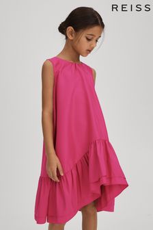 Reiss Bright Pink Cherie Senior Layered High-Low Dress (N21699) | AED583