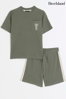 River Island Green Boys Crochet Tape T-Shirt Set (N21703) | KRW53,400 - KRW68,300