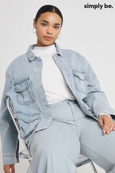 Simply Be Blue Utility Cargo Pocket Denim Jacket (N21711) | €64