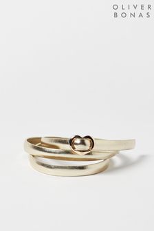Oliver Bonas Gold Heart Buckle Gold Skinny Belt (N21720) | kr400
