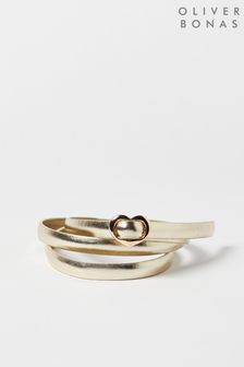 Oliver Bonas Gold Heart Buckle Gold Skinny Belt (N21720) | LEI 131