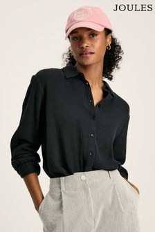 Joules Nell Navy Button Through Cotton Shirt (N22189) | $77