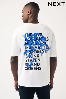 White Graffiti Back Print T-Shirt (N22190) | $22