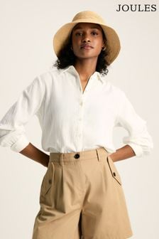 Joules Nell White Button Through Cotton Shirt (N22191) | $136