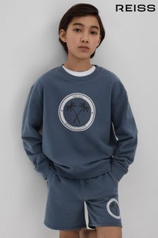 Airforce Blue - Reiss Marin Sweatshirt aus Baumwolle mit Rundhalsausschnitt und Motiv (N22873) | 50 €