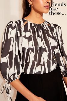 Черный/белый - Шифоновая блузка с рукавами 3/4 и завязками Friends Like These (N22891) | €45