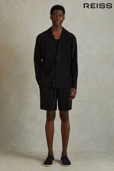 Reiss Black Milos Elasticated Plisse Shorts (N22915) | €125