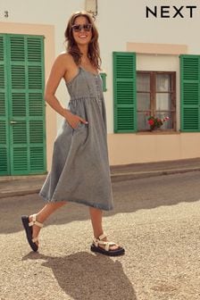 Women s Clearance Denim Plain Strappy Dresses Next Luxembourg