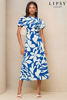 Lipsy Blue Cross Front Underbust Jersey Midi Dress (N22961) | Kč1,565