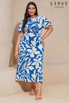 Lipsy Blue Curve Cross Front Underbust Jersey Midi Dress (N22974) | kr568