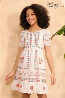 Love & Roses White Embroidery Smock Dress (From 2-16yrs) (N22986) | €56 - €67