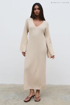 Pretty Lavish Oatmeal Kiki Knit Midaxi Dress (N23022) | €79