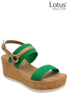 Lotus Green Open-Toe Wedge Sandals (N23028) | €95