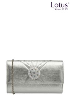 Lotus Silver Clutch Bag With Chain (N23034) | 272 QAR