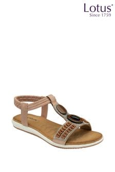 Lotus Brown Open Toe Flat Sandals (N23054) | €64