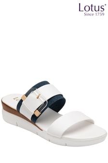 Lotus White Mule Sandals (N23064) | AED333