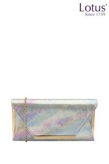 Lotus Silver Clutch Bag With Chain (N23070) | $132