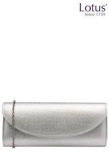 Lotus Silver Clutch Bag with Chain (N23078) | 247 QAR