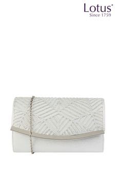 Lotus White Clutch Bag With Chain (N23089) | AED305