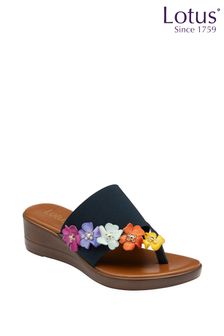 Lotus Blue Toe-Post Wedge Sandals (N23095) | kr649