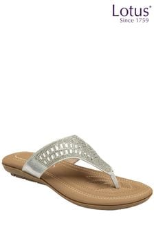 Lotus Silver Toe-Post Sandals (N23099) | $72