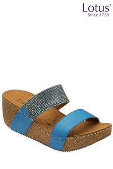 Lotus Blue Mule Wedge Sandals (N23139) | AED305